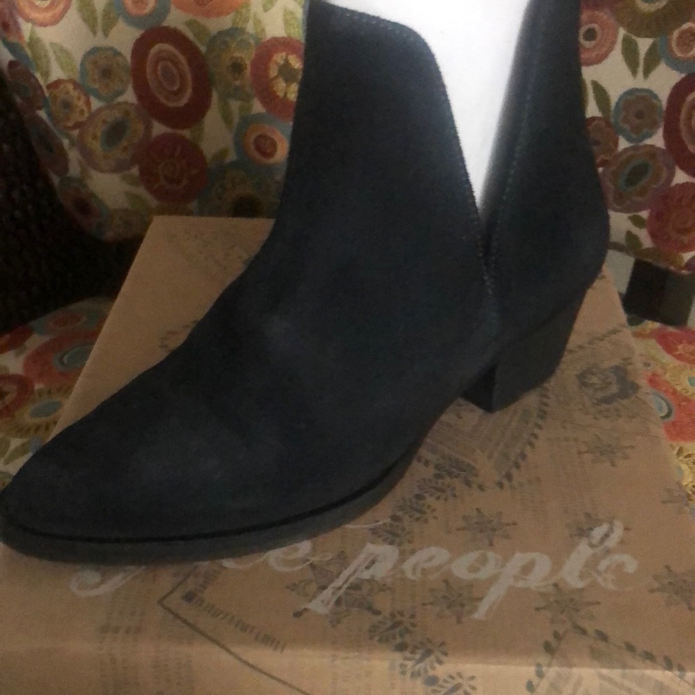Free people black suede ankle bootie